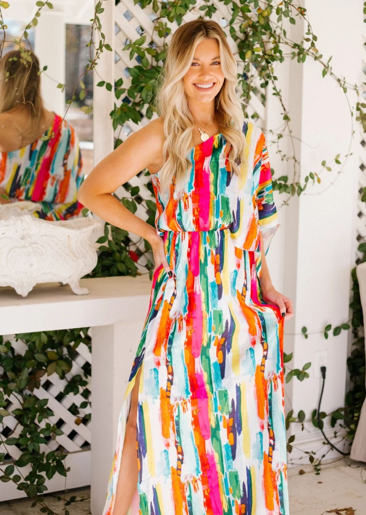 SUNSET ON THE BEACH ONE SHOULDER MAXI DRESS | Judith March