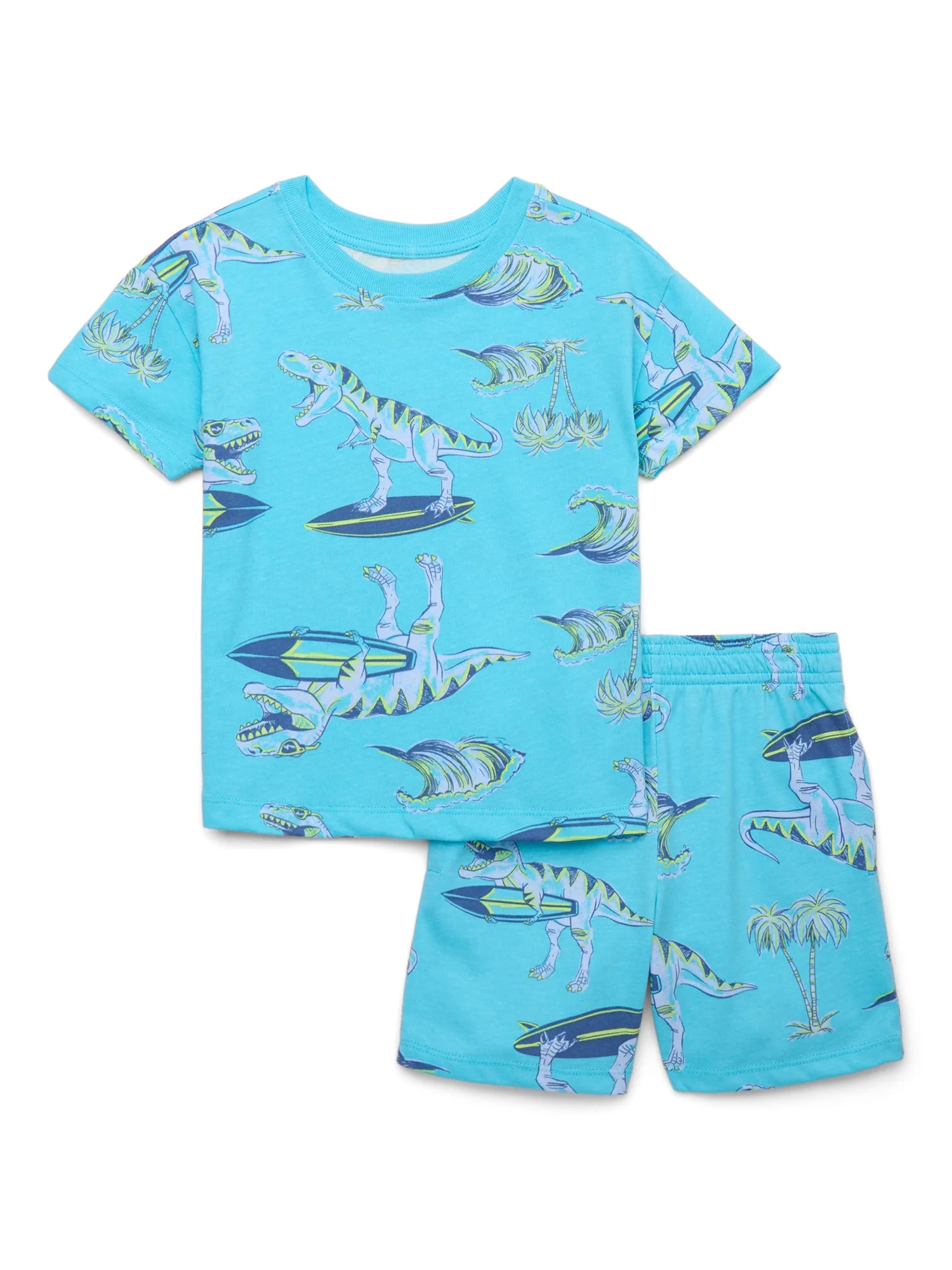 Wonder Nation Toddler Boy Printed Jersey Tee and Shorts Set, 2-Piece, Sizes 12M-5T | Walmart (US)