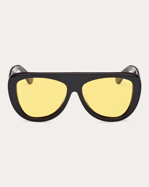 D-Frame Shiny Black and Yellow Acetate Sunglasses | Olivela