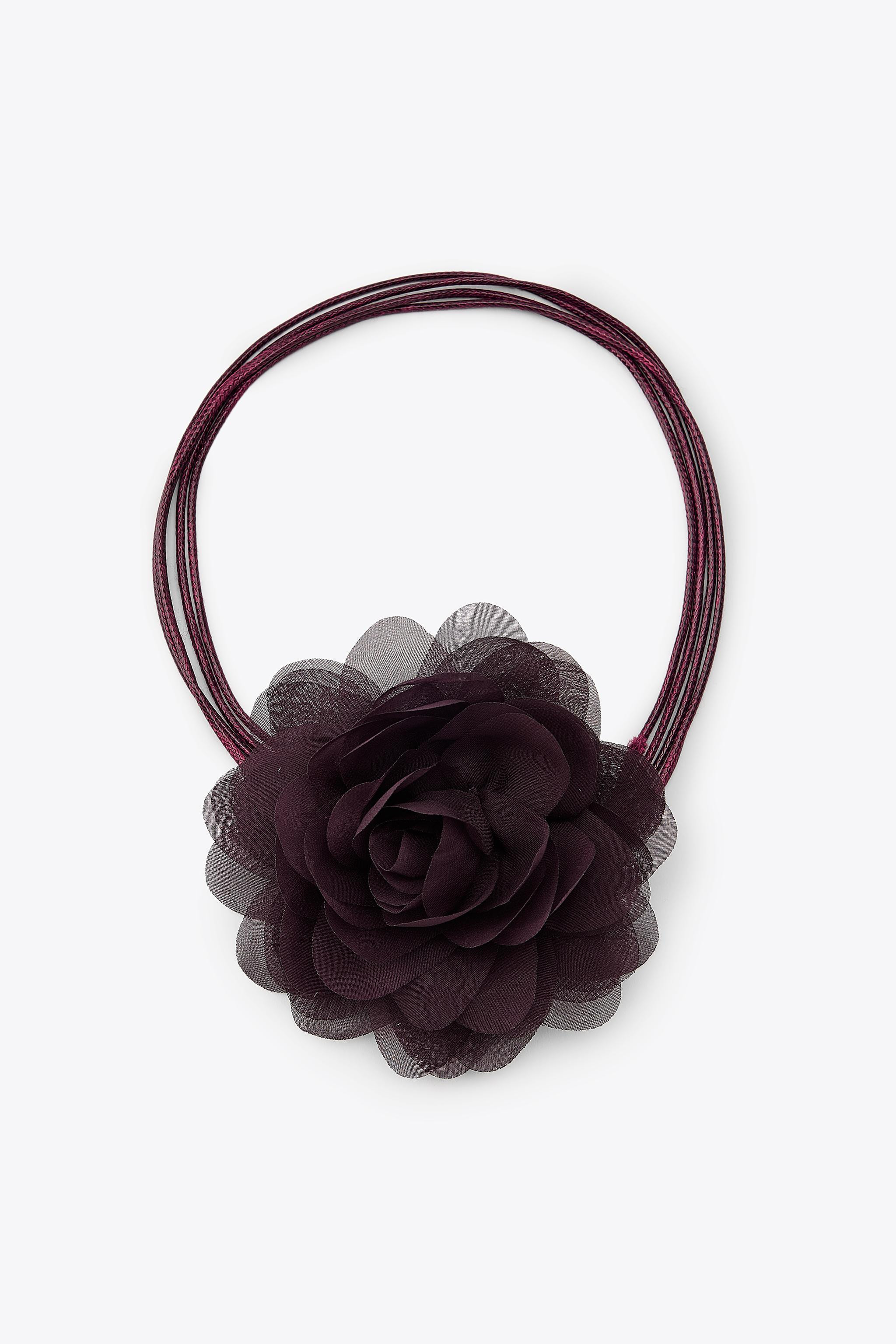 FABRIC FLOWER NECKLACE | Zara UK