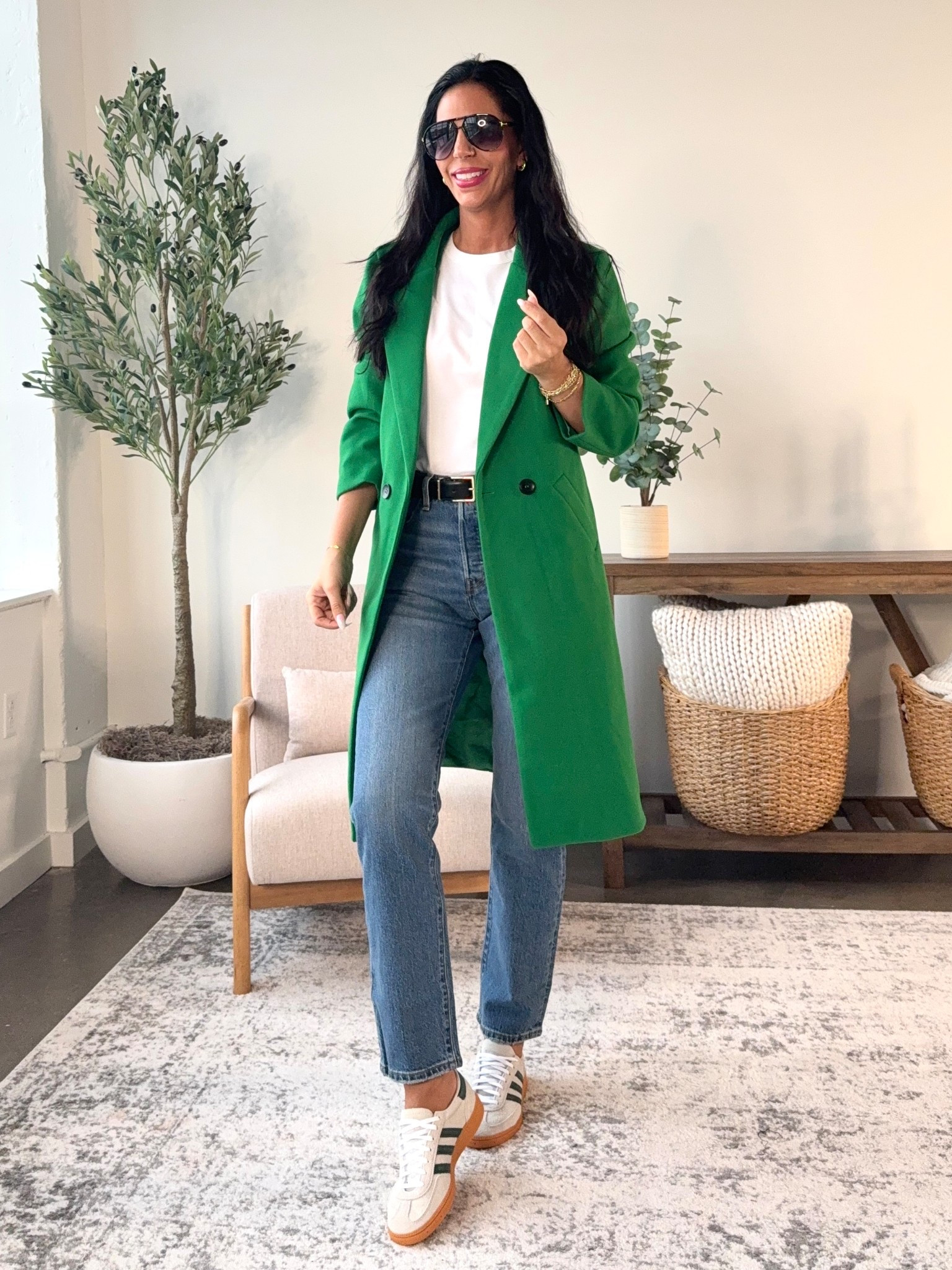 It’s MARCH 🍀🍀🍀 
Being on the pops of Kelly Green 
Small coat 
Size 2 denim 
Size half size down in sneakers 
#ltkshoecrush #ltkunder50

#LTKOver40 #LTKSeasonal #LTKU