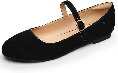 Trary Mary Jane Ballet Flats, Black Flats for Women, Ankle Strap Dressy Comfortable Flats | Amazon (US)
