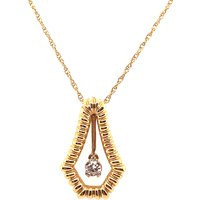 Vintage 14K Yellow Gold Unique Pendant With Dangling Diamond | Etsy (US)