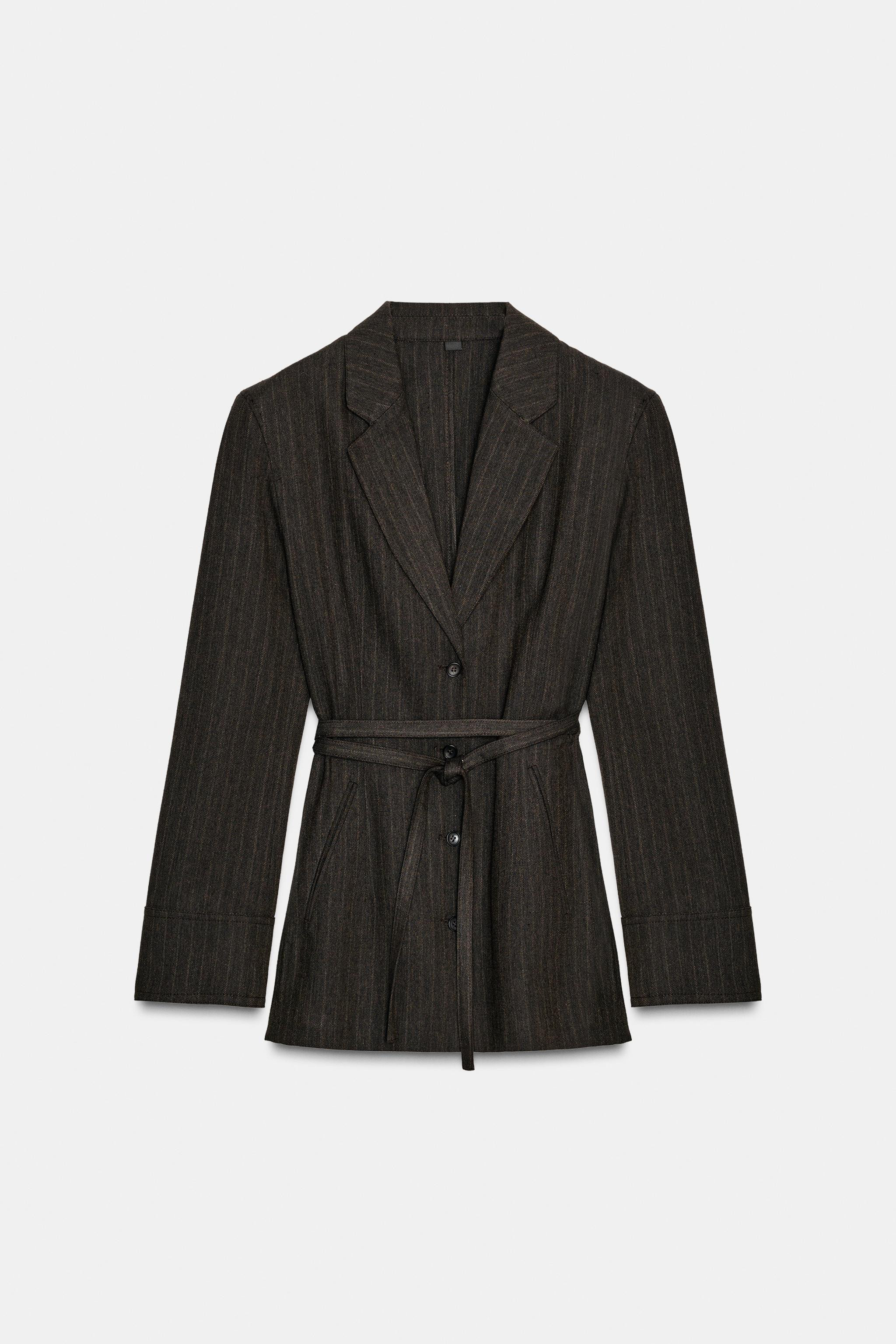 HERRINGBONE BELTED BLAZER ZW COLLECTION | Zara US