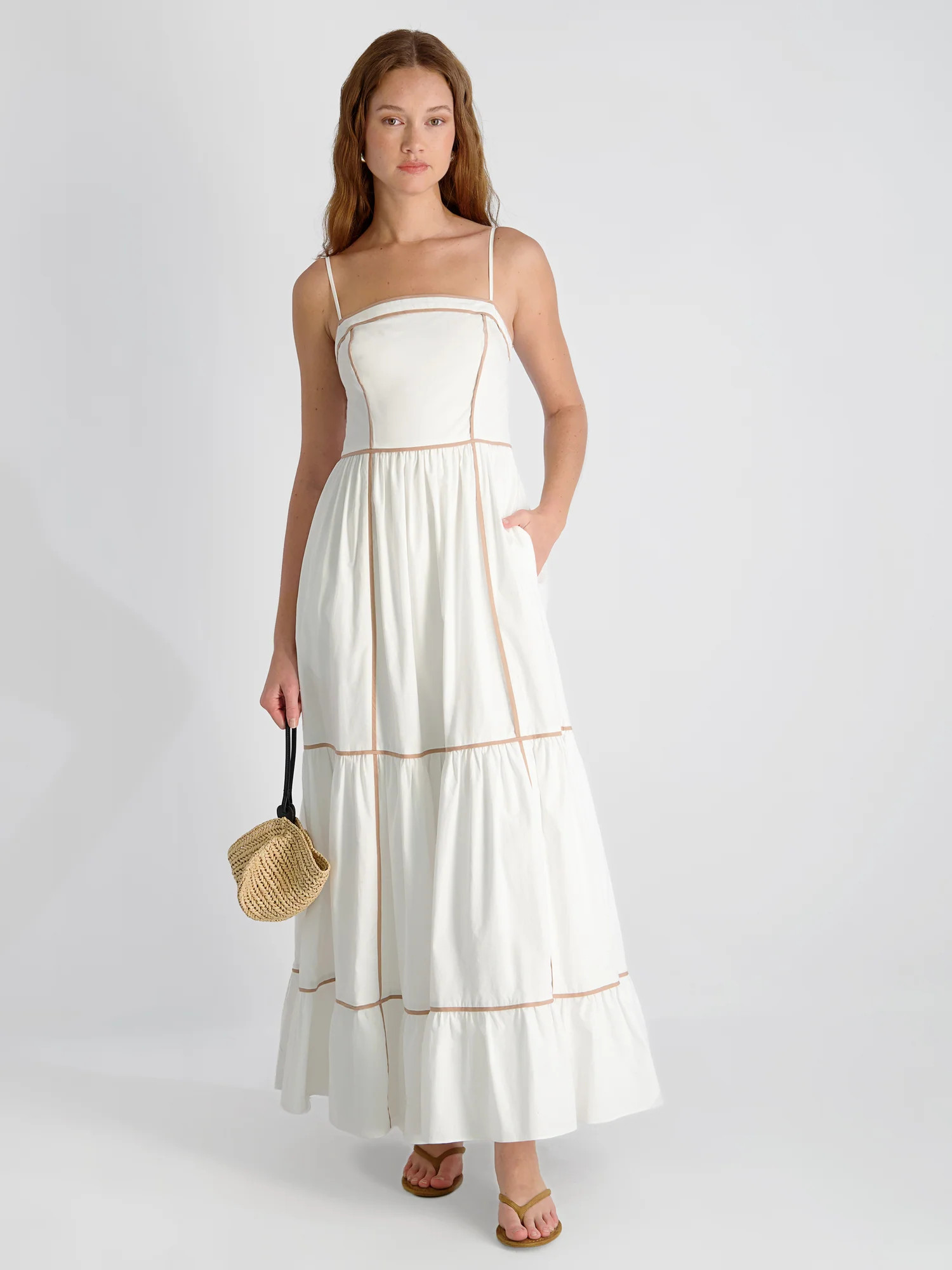 CAMBRIA COTTON CONTRAST TRIM MAXI DRESS | French Connection (US)
