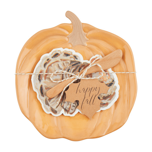 Orange pumpkin cheese plate set | Mud Pie