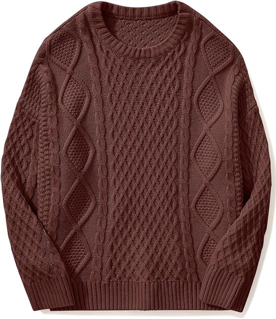 SUUKSESS Women Oversized Cable Knit Sweater Fall Long Sleeve Crew Neck Pullover Tops 2024 | Amazon (US)