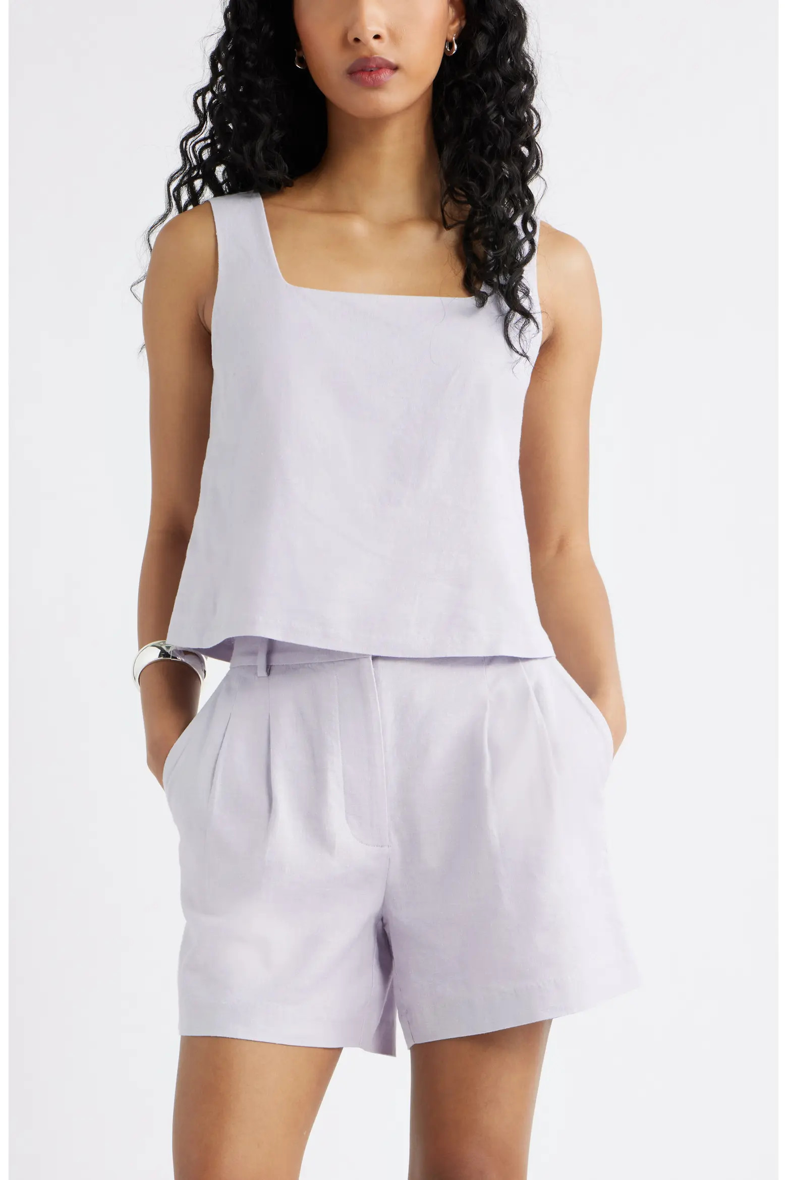 Square Neck Sleeveless Linen Blend Top (Women) | Nordstrom | Nordstrom