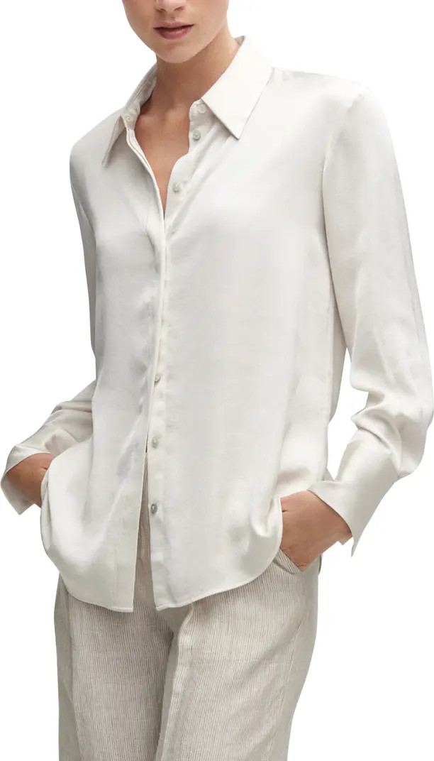 Flowy Satin Button-Up Shirt | Nordstrom