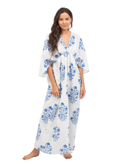 The Logan Dress | Blue Layered Blockprint Dobby | Beau & Ro