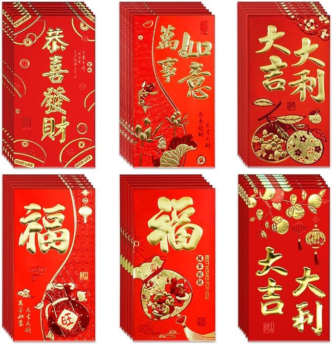 36Pcs Chinese New Year Red Envelopes, Lucky Red Envelopes Chinese New Year 2024 Red Pocket, Gold ... | Amazon (CA)