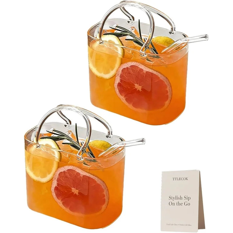 Purse Drinking Glass, Glass Purse for Drinks, Unique Wine Glasses with Straw, Decorative Fish Bow... | Walmart (US)