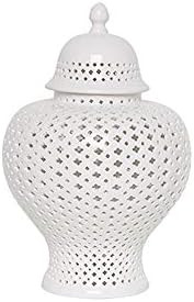 Traditional Chinese White Lattice Ginger Jar with Lid, Carved Lattice Decorative Temple Jar, Cart... | Amazon (US)