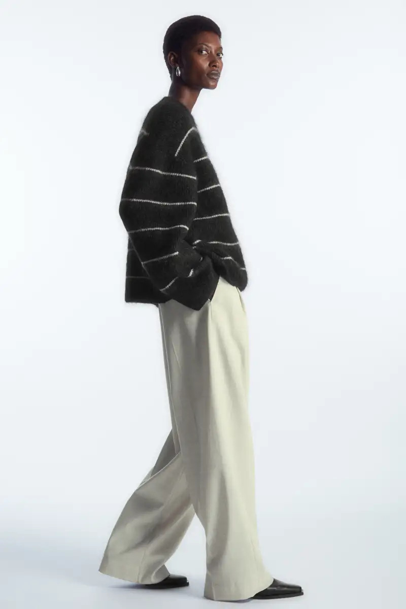 TEXTURED MOHAIR-BLEND JUMPER - DARK GREY / STRIPED - COS | COS UK