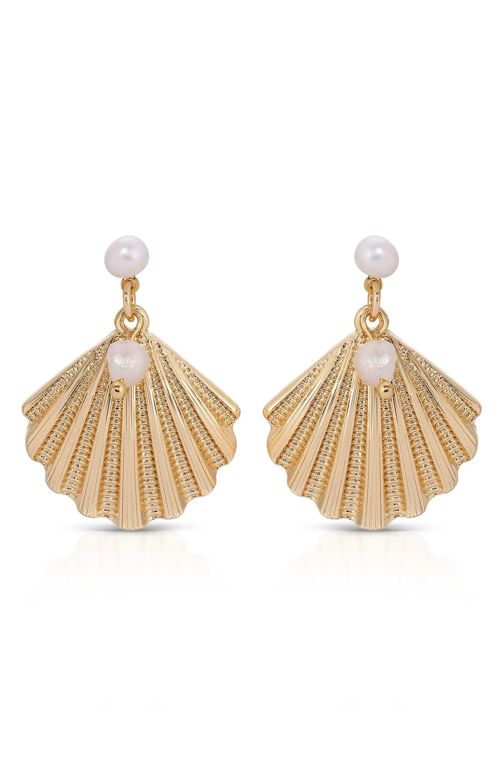 Scallop Shell & Freshwater Pearl Drop Earrings | Nordstrom
