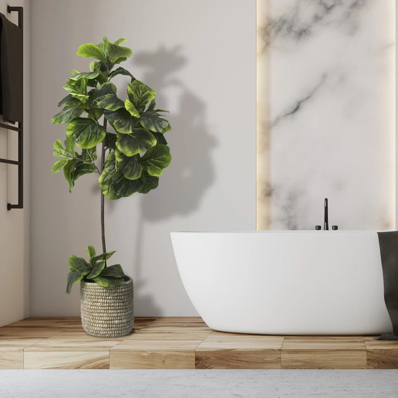 60'' Faux Fiddle Leaf Fig Tree in Rattan Basket | Wayfair North America