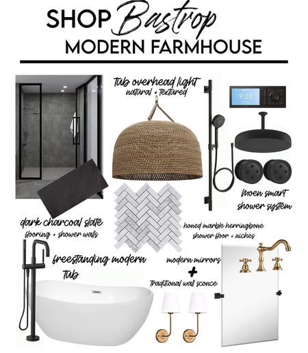 MASTER BATH MOOD BOARD! ✨🤍 We are so happy with all our selections for this super modern and sleek master suite! The flooring will carry throughout the bathroom and water closet while also making it’s way into our large master closet! Lots of modern and traditional touches plus the coolest smart home shower system on the market!

#LTKhome #LTKunder50 #LTKunder100
