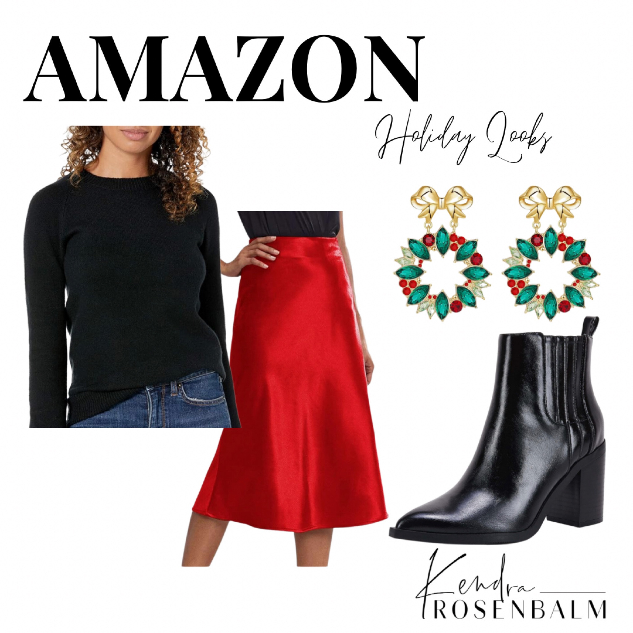 Amazon holiday looks // Amazon finds // holiday party looks // holiday dress // red silk skirt outfits // black boots // boots // Amazon boots // Amazon // Christmas party outfits

#LTKCyberWeek #LTKHoliday #LTKparties