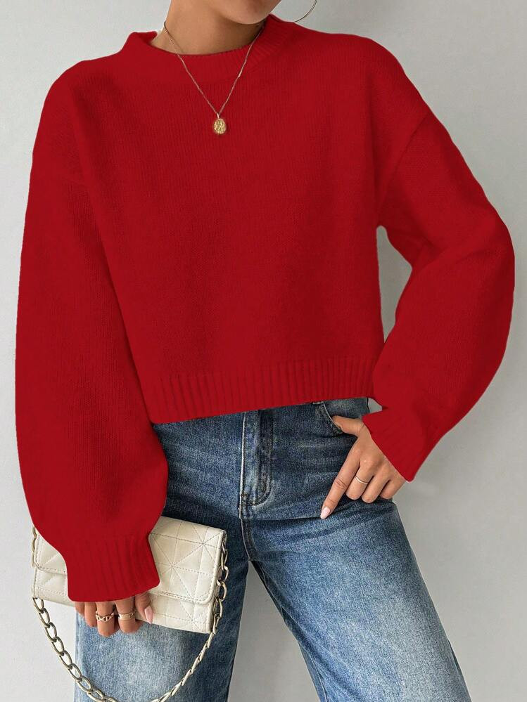 Tropiluxe Women's Casual Solid Color Cropped Sweater, Autumn/Winter For New Year Clothes | SHEIN