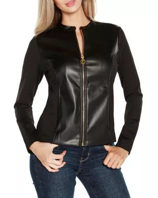 Belldini Black Label Women's Faux-Leather Moto Jacket | Belk