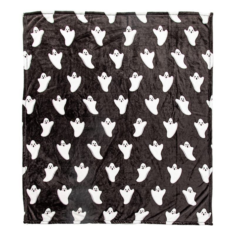 Tricky Treats Ghost Plush Throw Blanket, 50x60 | At Home