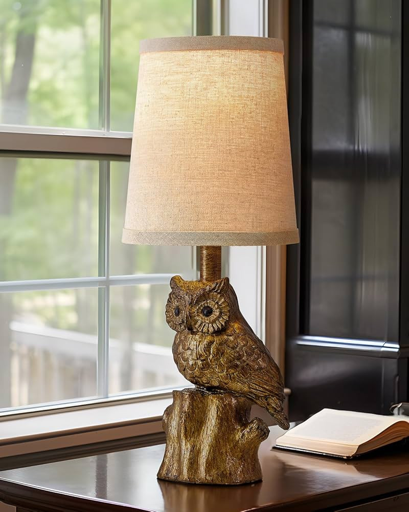 G-SAFAVA 14.25" Table Lamp: Farmhouse Resin Small Single Lamp with Gold Owl Shape for Living Room... | Amazon (US)