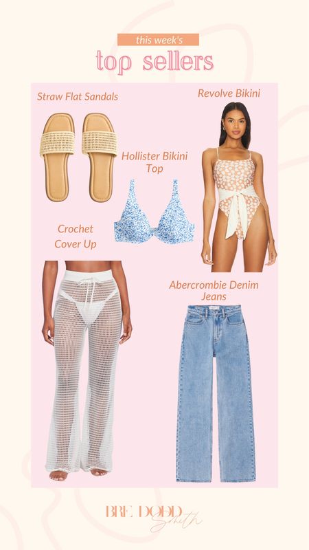 Rounding up this weeks top sellers! We are loving the swimwear - perfect for the spring! 

Weekly favorites, top sellers, swimwear, spring, Abercrombie denim jeans, revolve swim, crochet swim cover up, flat sandals 

#LTKstyletip #LTKswim #LTKSeasonal
