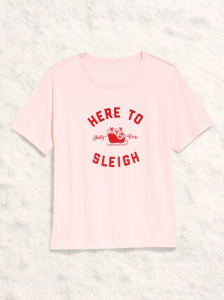 Holiday-Graphic Crew-Neck T-Shirt for Women Plus extended sizes Santa Christmas Graphic Funny | Old Navy (US)