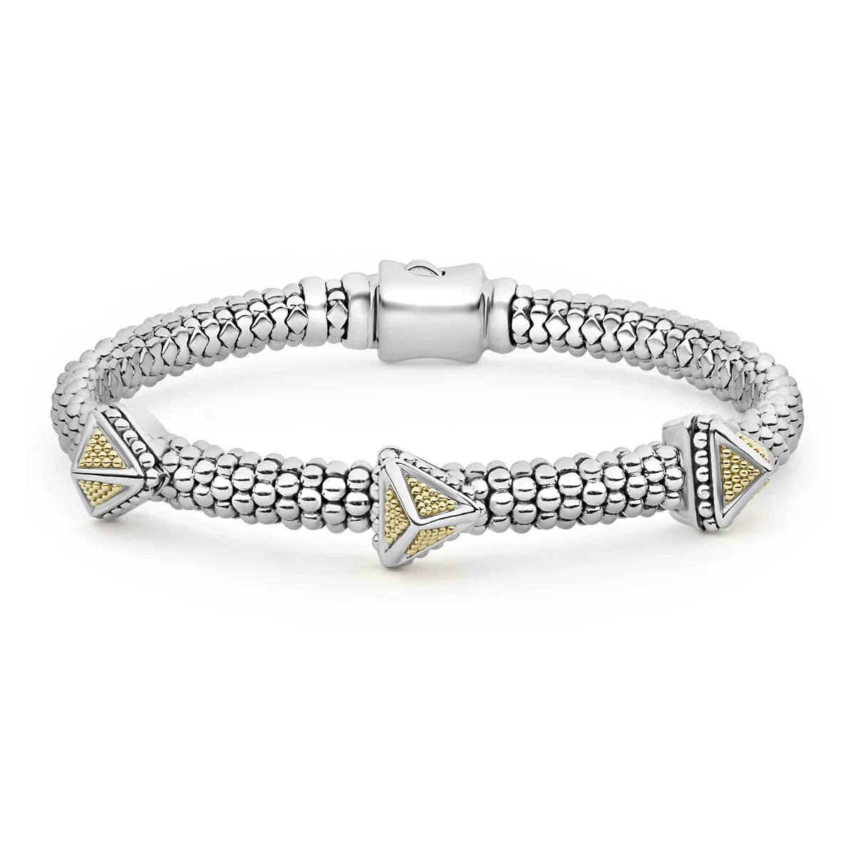 KSL Three Station Pyramid Caviar Bracelet | 6mm | LAGOS