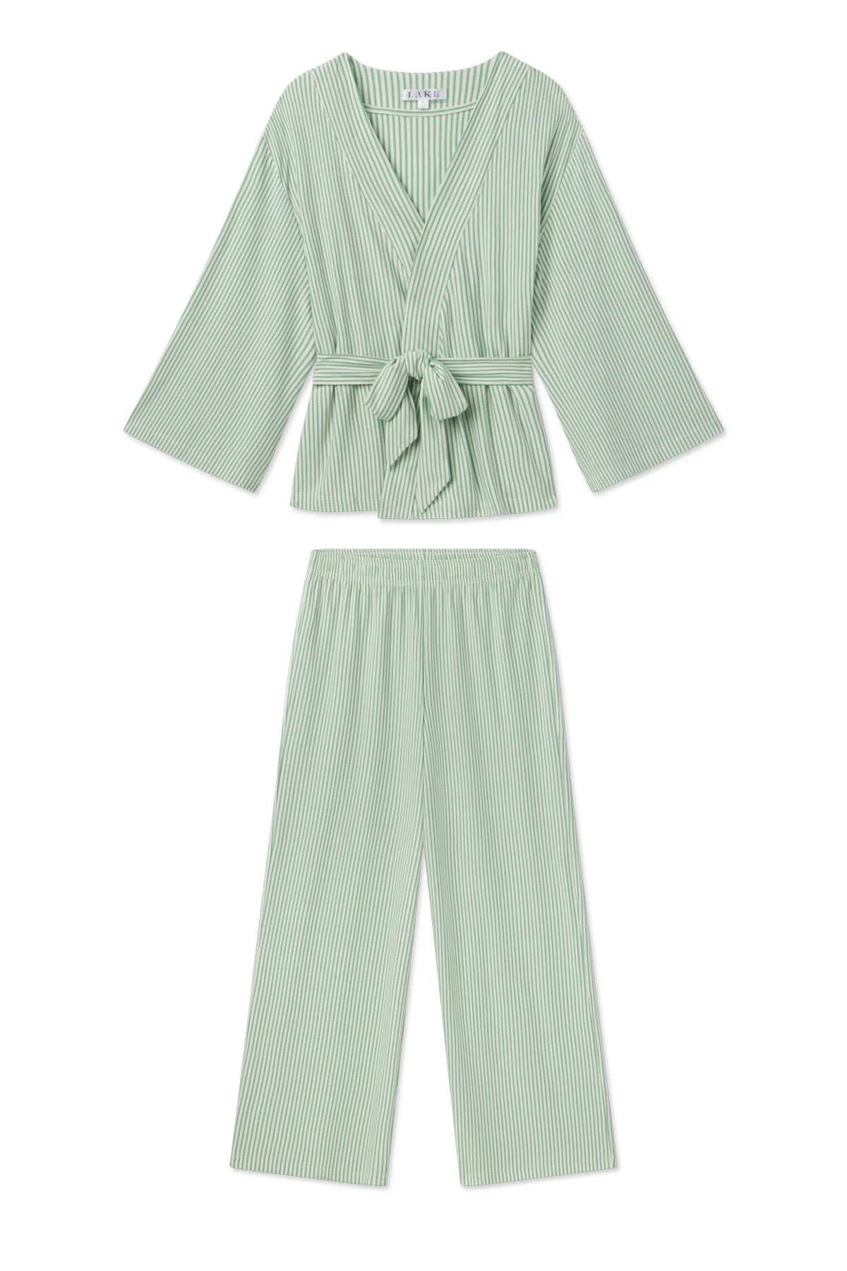 DreamModal Kimono Pajama Set in Clover Leaf Pencil Stripe | Lake Pajamas