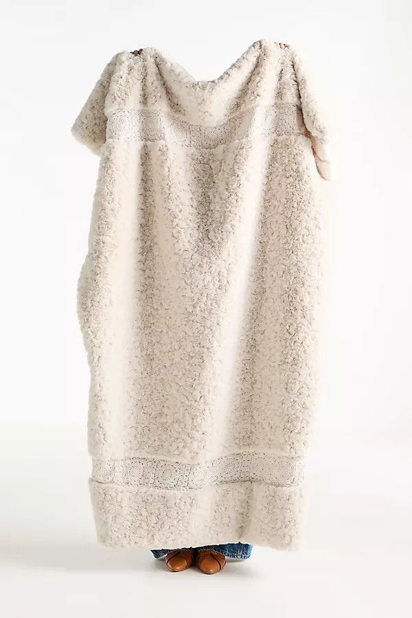 Margaux Crochet Faux Fur Throw Blanket | Anthropologie (US)