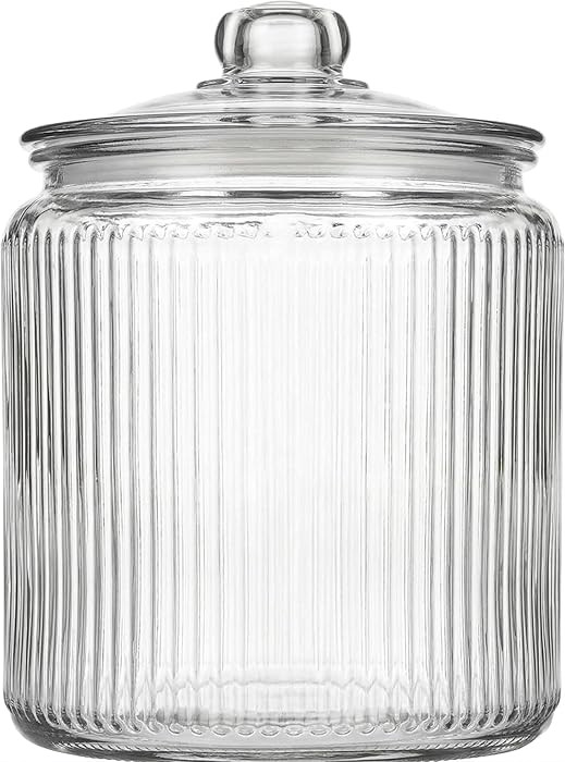 kitchentoolz 1 Gallon Ribbed Glass Cookie Jar with Lid – Ribbed Glass Jar with Lid - Airtight F... | Amazon (US)