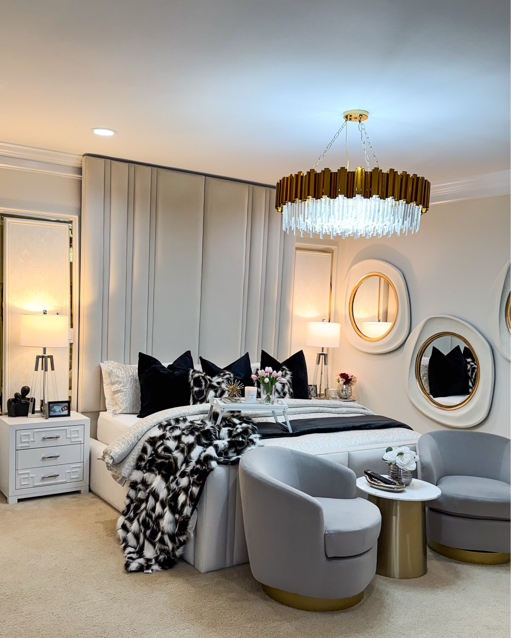 Creating a stylish and welcoming space involves blending functionality with aesthetics and that was all I had in mind styling our bedroom. 
Just a reminder to create your space for you and not for anyone else.
Start with a neutral base and add personality with statement pieces, add texture and depth with throw blankets, pillows, and natural elements like plants.
﻿﻿Consider the power of lighting, chandeliers, table lamps, floor lamps, or string lights can create a cozy ambiance.
﻿﻿Display personal items like artwork, canvas frames, family photos, or collectibles to make the space feel truly yours.
﻿﻿Don't forget about the importance of a comfortable and stylish sofa for lounging.

Hope you're inspired 🤗

Tap below to shop! Follow me @omabelle for more Fashion, Home & everything inbetween. Glad to have you here!!! 💕😊🙏

Home | Home decor |Entryway decor | Entryway table | console table | Buffet table | Accent table
Pottery barn | Amazon home
Restoration hardware look for less |Luxe for less | Entryway ideas | Foyer table | Foyer decor | Sofa table | Black sofa table | Black console | Black accent table
| Black wooden table |Living room decor | Rugs | Area rug | Neutral rug | Living room family room rug | Sofa sectional | Washable cleanable sofa | Family friendly sofa furniture | Stain resistant fabric sofa | Cloud sofa | Family kid toddler | pet friendly sofa | Coffee table | Livingroom | Home decor | bedding | bedroom | fall decor |  fall porch | dresser | rug | kitchen | dispenser | cutlery set | knives 

#LTKHome #LTKSeasonal #LTKU