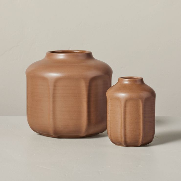 6&#34; Faceted Ceramic Vase Brown - Hearth &#38; Hand&#8482; with Magnolia | Target