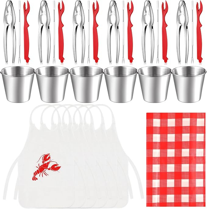 Seafood Tools Set Nut Cracker Set Crab Crackers, Crab Forks/picks, Lobster Shellers, 1.7 oz Dippi... | Amazon (US)