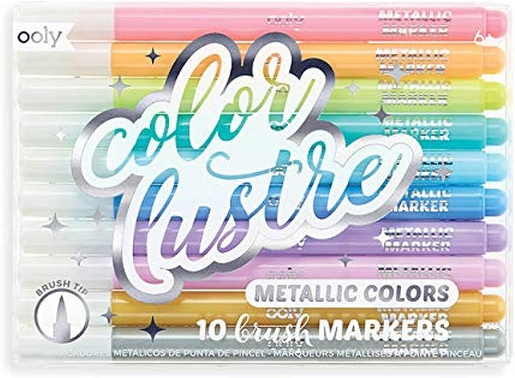 Ooly, Color Lustre, Metallic Brush Markers - Set of 10 | Amazon (US)