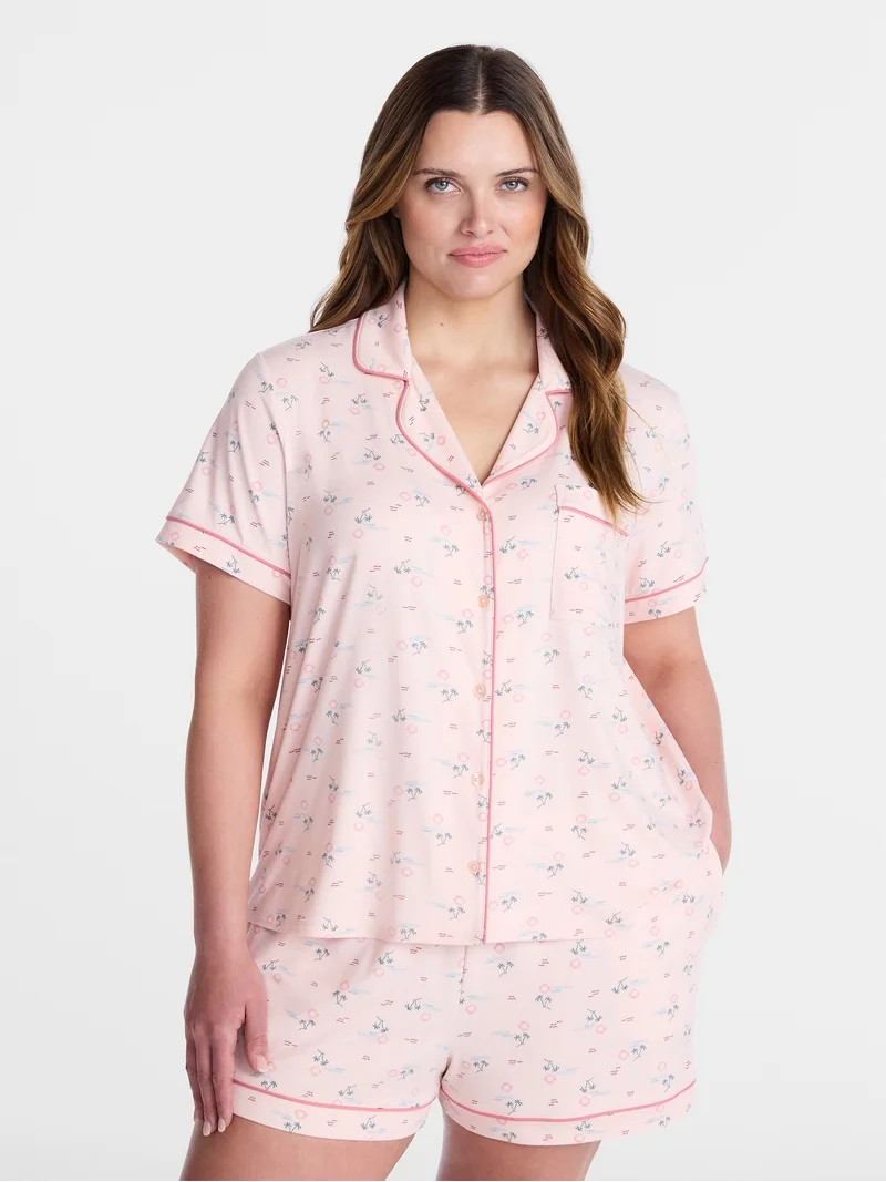 Joyspun(4.7)|10,846 Joyspun Women's Dreamy Soft Collection Notch Collar Top and Shorts Pajama Set... | Walmart (US)