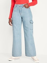 Extra High-Waisted Wide-Leg Cargo Jeans | Old Navy (US)