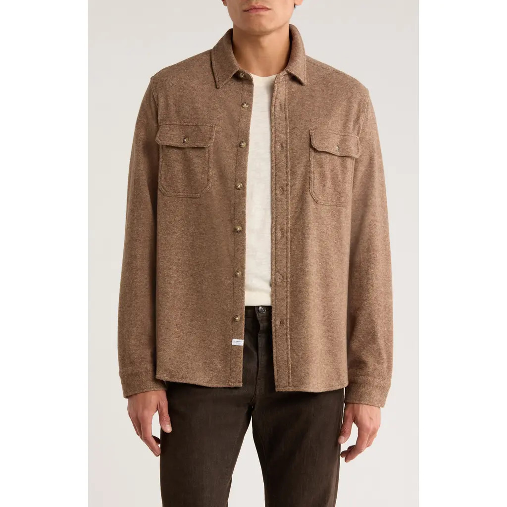 7 Diamonds Generation Stretch Flannel Button-Up Shirt in Caramel at Nordstrom, Size Large | Nordstrom