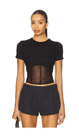 Ember Rib Mesh Corset Tee in Black | Revolve Clothing (Global)