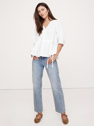 Cotton Poplin Cinch-Waist Top | Banana Republic (US)
