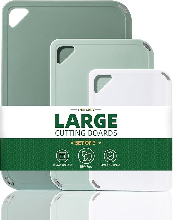 Plastic Cutting Board Set of 3-Cutting Boards for Kitchen BPA Free, Large-Small Chopping Boards N... | Amazon (US)