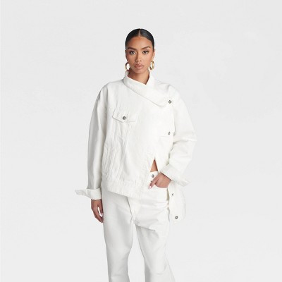 KBB by KAHLANA Women's 'The Asym Denim Jacket' - White XL | Target