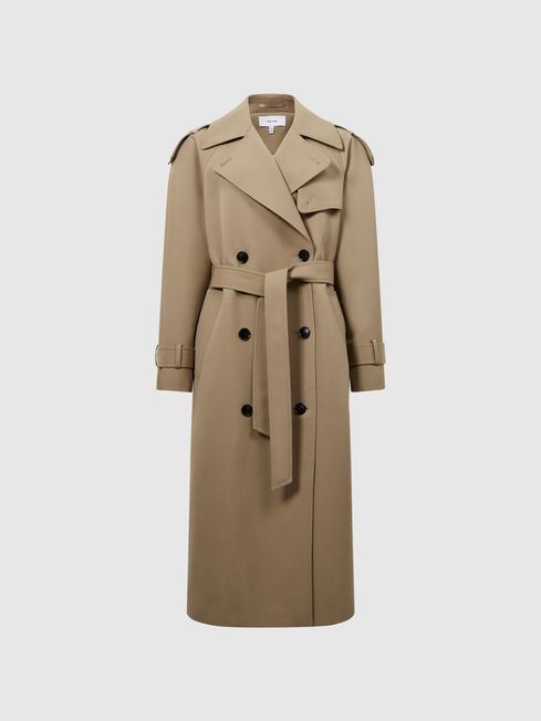 Reiss Stone Daria Wool Trench Coat | Reiss UK