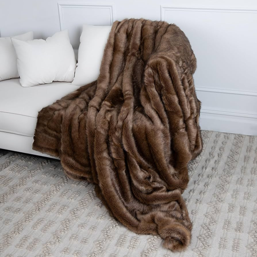 Best Home Fashion Heavyweight Super Soft Luxury Faux Fur Throw Blanket - 58" W x 60" L - Autumn S... | Amazon (US)