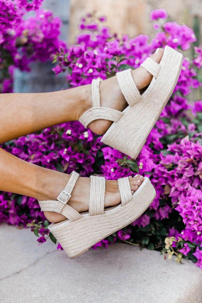 Mabel Beige Jute Platform Sandals | Pink Lily