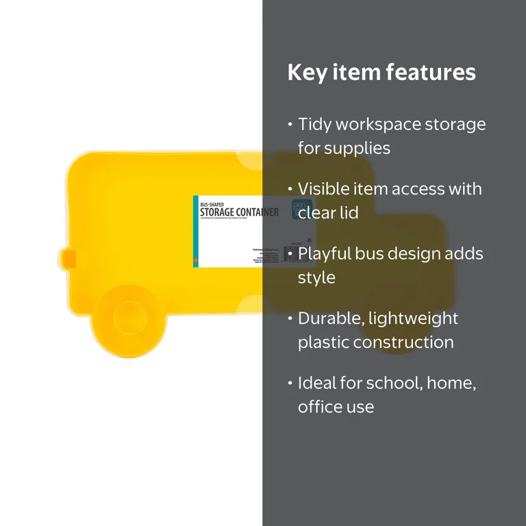 Pen+Gear Bus-Shaped Storage Container, Yellow, 15.5" x 8" | Walmart (US)