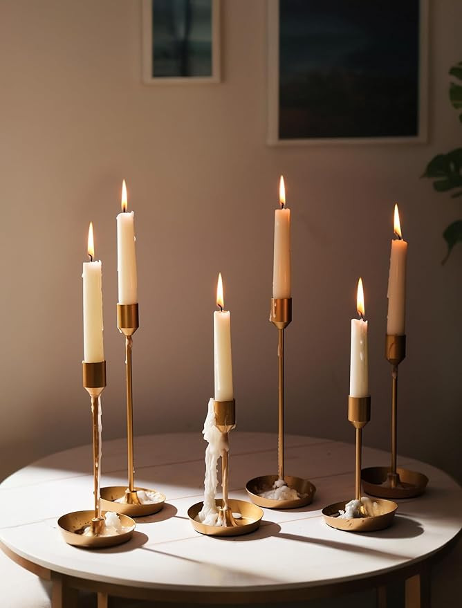 NUPTIO Taper Candle Holders for Wedding: 6 PCS Gold Matte Candles Stick Holder for Table Centerpi... | Amazon (US)