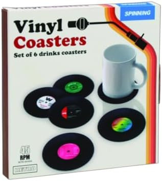 Gift Republic Retro Vinyl Coasters, Cool Drinks Coasters, Great Housewarming Gift, Music Lovers G... | Amazon (US)