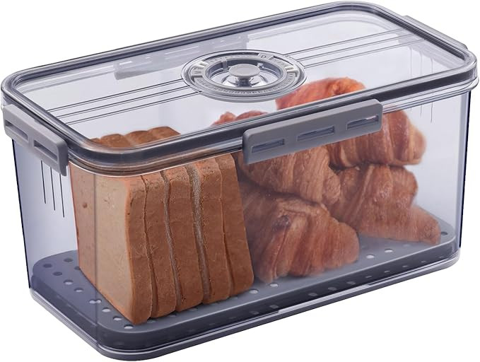 Gifhomfix Bread Box Bread Boxes for Kitchen Counter Airtight, Time Recording Bread Storage Contai... | Amazon (US)